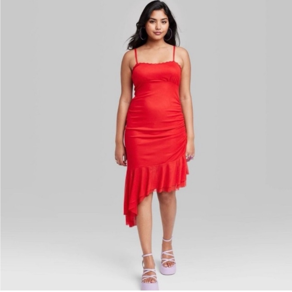 Elegant Red Asymmetrical Dress